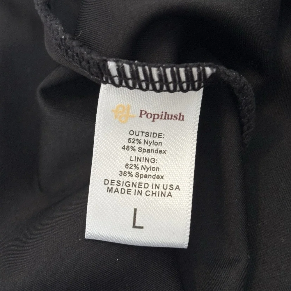 NWT Popilush Black Built in Shapewear Slimming Ruched Bodycon Dress Large Sleek - Picture 5 of 9